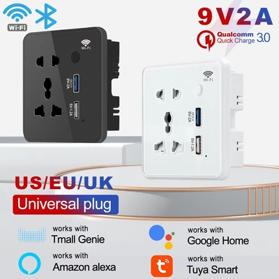 Intelligenter Ausgang Macht-Ausgangs-Tuya 13A Universalanschlussstecker Wifi mit USB-Gras-Gremium
