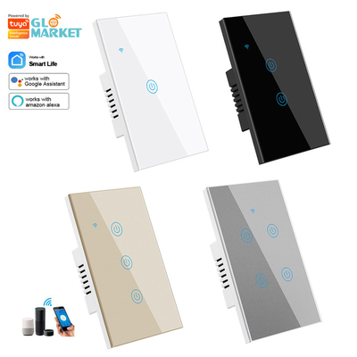 Glomarket Neues Design Produkte Tuya Smart Wifi Wandschalter US Standard Glas Touch Panel Licht Schalter Unterstützung App Fernbedienung