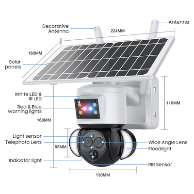 Glomarket 12X ZOOM Scheinwerfer Solarbatterie PTZ 6MP Kamera Smart Wifi/4G Ubox Sicherheitskamera