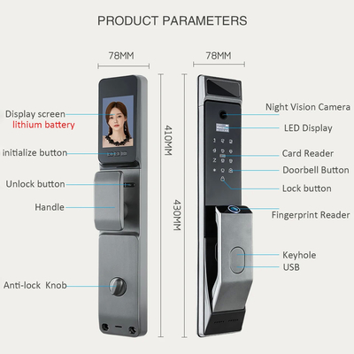 Glomarket Tuya Wifi Gesichtserkennung Smart Door Lock mit Kamera