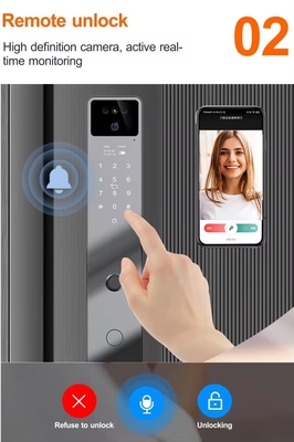 Heiß verkauftes schwarzes intelligentes Türschloss mit Gesichtserkennung und aktivem Intercom