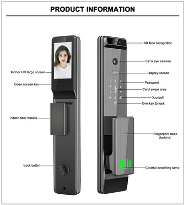Glomarket Tuya Digital Smart Lock vollautomatisches biometrisches System Sicherheit Fingerabdruck 3D Gesichtserkennung Passwort Türschloss