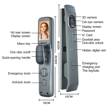 Glomarket Tuya Smart Door Lock 3D Gesichtserkennung Automatische Smart Locks mit Kamera Smart Biometrische Sicherheit Türschloss