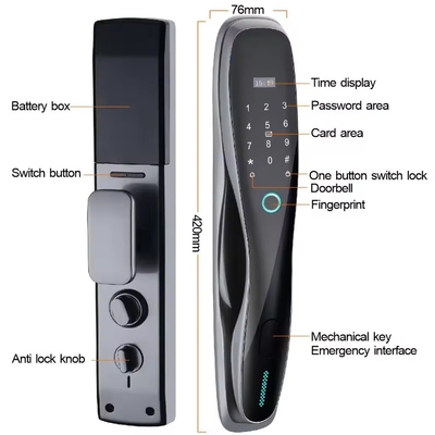 Glomarket 3D-Gesicht WIFI-Smart Voll automatisches Smart Lock Fingerabdruck APP Karte Schlüssel entsperren Intelligentes Türschloss mit Kamera