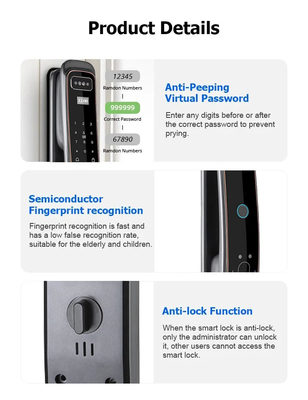 Glomarket Vollautomatisches Tuya Wifi Smart Door Lock Mobiltelefon Steuerung Fingerprint Digitales Passwort Smart Lock mit Kamera
