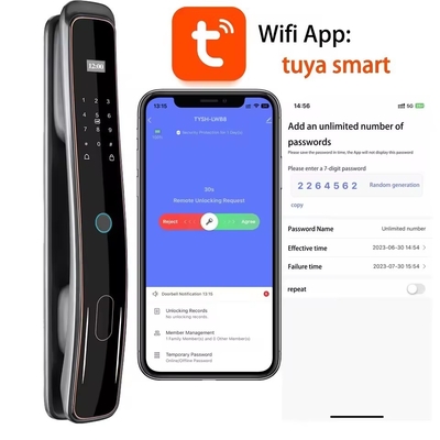Glomarket Vollautomatisches Tuya Wifi Smart Door Lock Mobiltelefon Steuerung Fingerprint Digitales Passwort Smart Lock mit Kamera