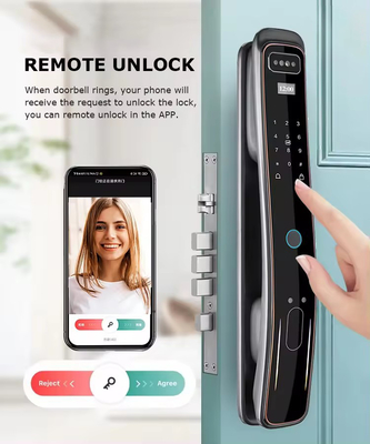 Glomarket Vollautomatisches Tuya Wifi Smart Door Lock Mobiltelefon Steuerung Fingerprint Digitales Passwort Smart Lock mit Kamera
