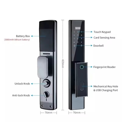 Glomarket Wireless Biometrische Fingerabdruckschutz vollautomatisches Smart Lock Digital Passwort Karte Schlüsselverschluss mit Kamera
