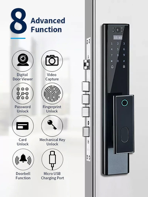 Glomarket Wireless Biometrische Fingerabdruckschutz vollautomatisches Smart Lock Digital Passwort Karte Schlüsselverschluss mit Kamera
