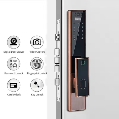 Glomarket Wireless Biometrische Fingerabdruckschutz vollautomatisches Smart Lock Digital Passwort Karte Schlüsselverschluss mit Kamera