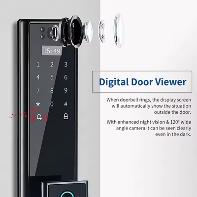 Glomarket Wireless Biometrische Fingerabdruckschutz vollautomatisches Smart Lock Digital Passwort Karte Schlüsselverschluss mit Kamera