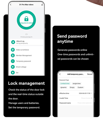 Glomarket Tuya Wifi Smart Lock Aluminium Holztür Gesichtserkennung Palmprint Biometrischer Fingerabdruck Digitaler Smart Lock