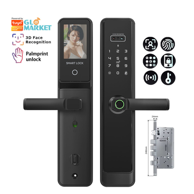 Glomarket Tuya Wifi Smart Lock Aluminium Holztür Gesichtserkennung Palmprint Biometrischer Fingerabdruck Digitaler Smart Lock