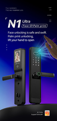 Glomarket Tuya Wifi Smart Lock Aluminium Holztür Gesichtserkennung Palmprint Biometrischer Fingerabdruck Digitaler Smart Lock