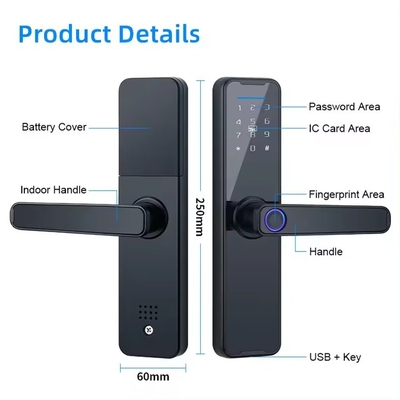 Glomarket Wifi Tuya Smart Door Lock Aluminium Fingerabdruck Passwort Karte Schlüssel Entsperren Biometrisches digitales Smart Lock