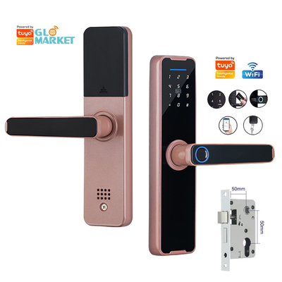 Glomarket Wifi Tuya Smart Door Lock Aluminium Fingerabdruck Passwort Karte Schlüssel Entsperren Biometrisches digitales Smart Lock