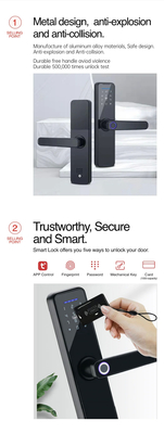 Glomarket Wifi Tuya Smart Door Lock Aluminium Fingerabdruck Passwort Karte Schlüssel Entsperren Biometrisches digitales Smart Lock