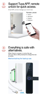 Glomarket Wifi Tuya Smart Door Lock Aluminium Fingerabdruck Passwort Karte Schlüssel Entsperren Biometrisches digitales Smart Lock
