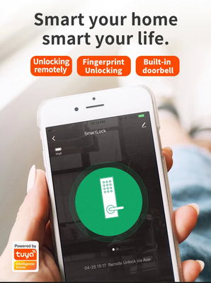 Glomarket Tuya Smart WiFi Digital Door Lock Code RFID IC-Karte Smartphone App Freischalten Biometrische Fingerabdrücke Smart Lock