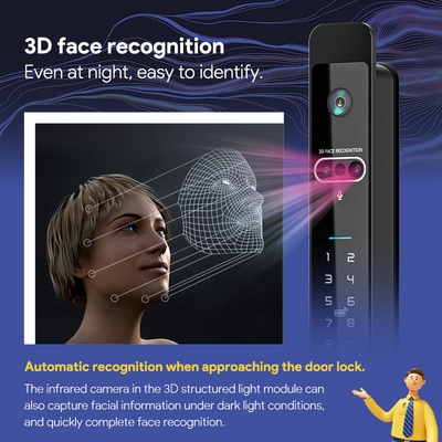 Glomarket Tuya 3d Face Cerradura Intelligente Automatische elektrische WLAN-Kamera Fingerabdruck Digitales intelligentes Türschloss