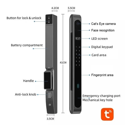 Glomarket Außenwasserdicht Ip68 Digital Elektronische Tuya Smart Schlösser Fingerabdruck Aluminium Stahl Gleitglas Türschloss