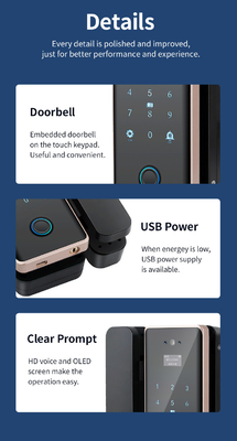 Glomarket Wifi Tuya App Fernbedienung Smart Fingerabdruck Glas Tür Schließung Karte Passwort Gesichtsschließung Schiebetür