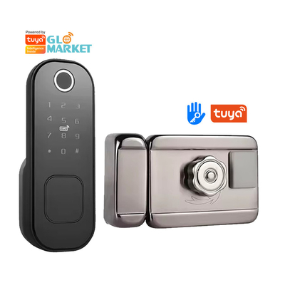 Glomarket Smart Home Wasserdichtes Smart Electric Rim Lock mit Tuya APP Steuerung WIFI Außentor Tür Fingerabdruck Smart Lock