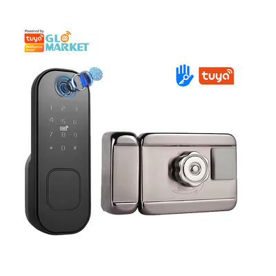 Glomarket Smart Home Wasserdichtes Smart Electric Rim Lock mit Tuya APP Steuerung WIFI Außentor Tür Fingerabdruck Smart Lock