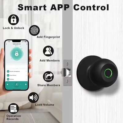 Glomarket Großhandel Intelligentes Rundknopfschloss Schlüsselloses Smart Door Handle Lock Tuya App Control Smart Fingerprint Türschloss