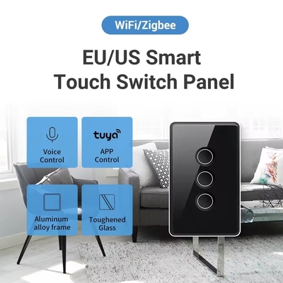 Glomarket Tuya Zigbee/wifi EU Gehärtetes Glas Konkave Taste Berührung Lichtschalter 1/2/3/4 Gang Wifi Wandschalter Arbeiten mit Google Alexa