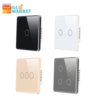 Glomarket Smart EU/UK 1-4Gang Wandschalter WIFI/Zigbee Glass Panel Lichtschalter Tuya Smart Switch mit Google Alexa