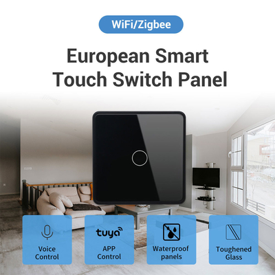 Glomarket Smart EU/UK 1-4Gang Wandschalter WIFI/Zigbee Glass Panel Lichtschalter Tuya Smart Switch mit Google Alexa