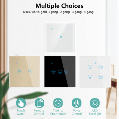 Glomarket EU 1/2/3/4 Gang Tuya Smart Switch Licht Alexa Sprachsteuerung Berührung Glas Wand drahtloses WLAN elektrische Schalter