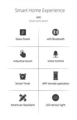 Glomarket Smart Home Fernbedienung mit Sprachsteuerung Berührungsplatte Warmwasserbereiter Schalter Tuya Wireless Wifi Boiler Schalter