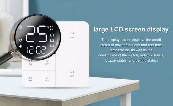 Glomarket Tuya Wifi Smart Wall Light Switch 1/2/3 Gang Unterstützung Sprach/App/Touch Control mit Temperaturbildschirm