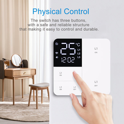 Glomarket Tuya Wifi Smart Wall Light Switch 1/2/3 Gang Unterstützung Sprach/App/Touch Control mit Temperaturbildschirm