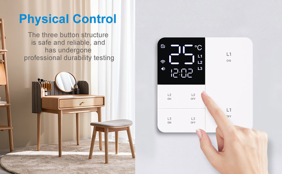 Glomarket Tuya Wifi Smart Wall Light Switch 1/2/3 Gang Unterstützung Sprach/App/Touch Control mit Temperaturbildschirm