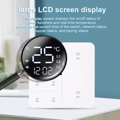 Glomarket Tuya Wifi Smart Wall Light Switch 1/2/3 Gang Unterstützung Sprach/App/Touch Control mit Temperaturbildschirm