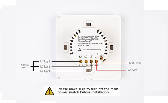 Glomarket Tuya Wifi Smart Wall Light Switch 1/2/3 Gang Unterstützung Sprach/App/Touch Control mit Temperaturbildschirm