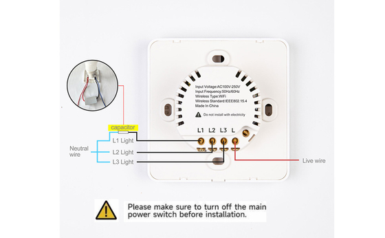Glomarket Tuya Wifi Smart Wall Light Switch 1/2/3 Gang Unterstützung Sprach/App/Touch Control mit Temperaturbildschirm