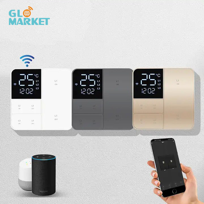 Glomarket Tuya Wifi Smart Wall Light Switch 1/2/3 Gang Unterstützung Sprach/App/Touch Control mit Temperaturbildschirm