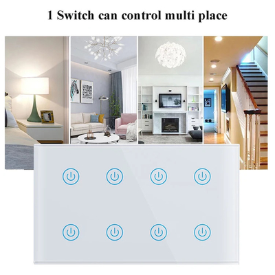 Glomarket Smart Home 8 Gang Wandschalter US Standard Tuya Voice APP Fernbedienung drahtlose Wand Berührungslicht Schalter