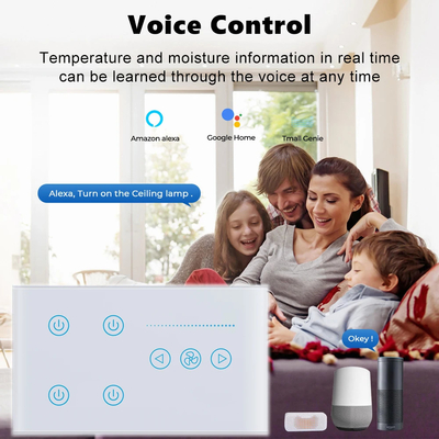Glomarket Tuya Smart Wall Touch Switch Glasplatte Elektrolicht und Lüfter Schalter Smart Life Alexa Sprachsteuerung