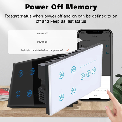 Glomarket Tuya Smart Wall Touch Switch Glasplatte Elektrolicht und Lüfter Schalter Smart Life Alexa Sprachsteuerung