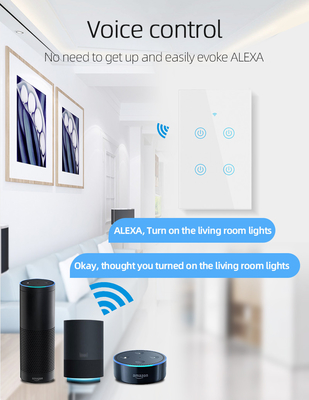 Glomarket Neues Design Produkte Tuya Smart Wifi Wandschalter US Standard Glas Touch Panel Licht Schalter Unterstützung App Fernbedienung