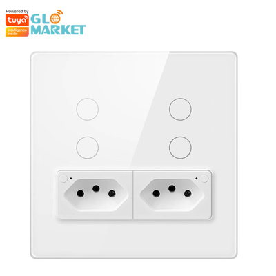 Glomarket Smart Wifi Brasilien Standard Smart Home Tuya Smart 4 Gang Schalter und Steckdose Wifi Smart Wall Steckdose Arbeiten mit Alexa