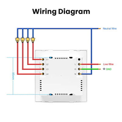 Glomarket Smart Wifi Brasilien Standard Smart Home Tuya Smart 4 Gang Schalter und Steckdose Wifi Smart Wall Steckdose Arbeiten mit Alexa