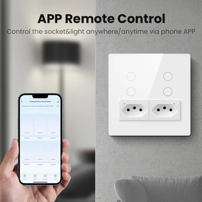 Glomarket Smart Wifi Brasilien Standard Smart Home Tuya Smart 4 Gang Schalter und Steckdose Wifi Smart Wall Steckdose Arbeiten mit Alexa