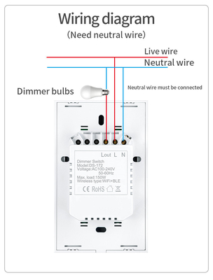Glomarket US Standard Dimmer Drahtloser Schalter Elektrischer Smart Switch Intelligenter Wanddimmer Lichtschalter Smart Home Automation