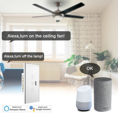 Glomarket Tuya Wifi Smart Fan Switch Tuya Smart Switch Lüftergeschwindigkeit Licht Ein- und Ausschalten Sprachsteuerung Steuerschalter EU / US-Standard